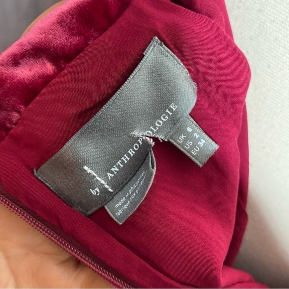 Anthropologie Connie Velvet Raspberry Skirt - Picture 4 of 6